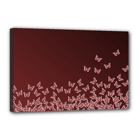 Red Gradient Butterflies Pattern, Nature Theme Canvas 18  X 12  (stretched) by Casemiro