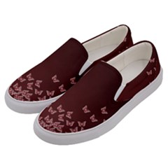 Red Gradient Butterflies Pattern, Nature Theme Men s Canvas Slip Ons by Casemiro