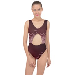 Red Gradient Butterflies Pattern, Nature Theme Center Cut Out Swimsuit