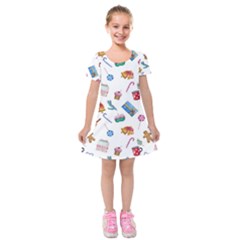 New Year Elements Kids  Short Sleeve Velvet Dress by SychEva