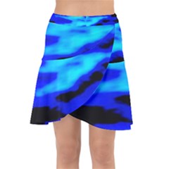 Blue Waves Abstract Series No13 Wrap Front Skirt by DimitriosArt