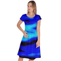 Blue Waves Abstract Series No13 Classic Short Sleeve Dress by DimitriosArt