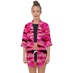 Rose  Waves Abstract Series No1 Open Front Chiffon Kimono by DimitriosArt