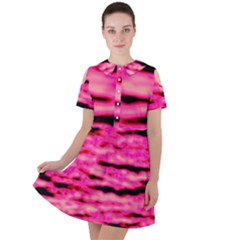 Rose  Waves Abstract Series No1 Short Sleeve Shoulder Cut Out Dress  by DimitriosArt