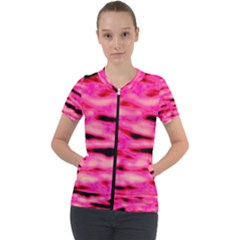 Rose  Waves Abstract Series No1 Short Sleeve Zip Up Jacket by DimitriosArt