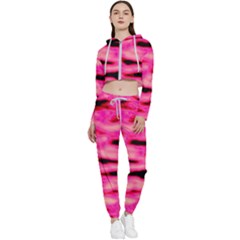 Rose  Waves Abstract Series No1 Cropped Zip Up Lounge Set by DimitriosArt