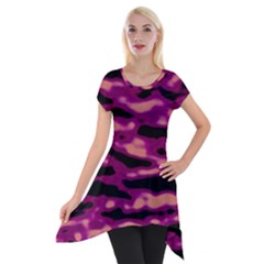 Velvet  Waves Abstract Series No1 Short Sleeve Side Drop Tunic by DimitriosArt