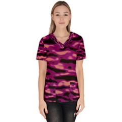 Velvet  Waves Abstract Series No1 Women s V-neck Scrub Top by DimitriosArt