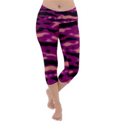 Velvet  Waves Abstract Series No1 Lightweight Velour Capri Yoga Leggings by DimitriosArt