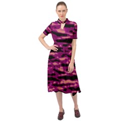 Velvet  Waves Abstract Series No1 Keyhole Neckline Chiffon Dress by DimitriosArt