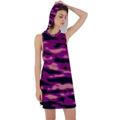 Velvet  Waves Abstract Series No1 Racer Back Hoodie Dress by DimitriosArt