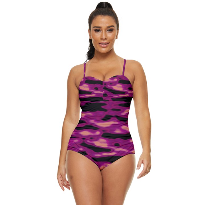 Velvet  Waves Abstract Series No1 Retro Full Coverage Swimsuit