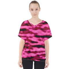 Rose  Waves Abstract Series No2 V-neck Dolman Drape Top by DimitriosArt