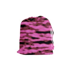 Pink  Waves Abstract Series No1 Drawstring Pouch (medium) by DimitriosArt