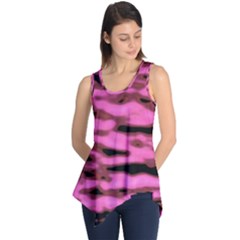 Pink  Waves Abstract Series No1 Sleeveless Tunic by DimitriosArt