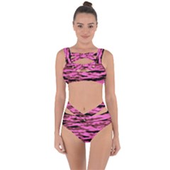 Pink  Waves Abstract Series No1 Bandaged Up Bikini Set  by DimitriosArt