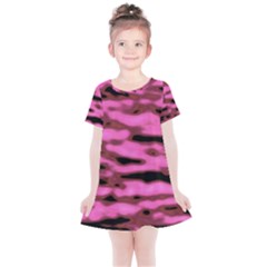 Pink  Waves Abstract Series No1 Kids  Simple Cotton Dress by DimitriosArt