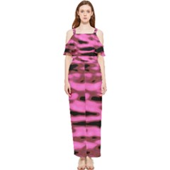 Pink  Waves Abstract Series No1 Draped Sleeveless Chiffon Jumpsuit by DimitriosArt