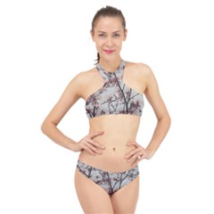 Botanical Scene Textured Beauty Print High Neck Bikini Set by dflcprintsclothing