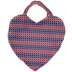 Red Blue White Troll Knots Pattern Giant Heart Shaped Tote by CVFabricShop