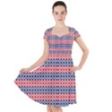 Red Blue White Troll Knots Pattern Cap Sleeve Midi Dress View1