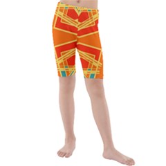 Abstract Pattern Geometric Backgrounds   Kids  Mid Length Swim Shorts by Eskimos