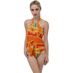 Abstract Pattern Geometric Backgrounds   Go With The Flow One Piece Swimsuit by Eskimos