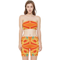 Abstract Pattern Geometric Backgrounds   Stretch Shorts And Tube Top Set by Eskimos