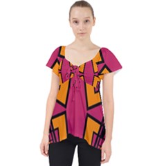Abstract Geometric Design    Lace Front Dolly Top by Eskimos
