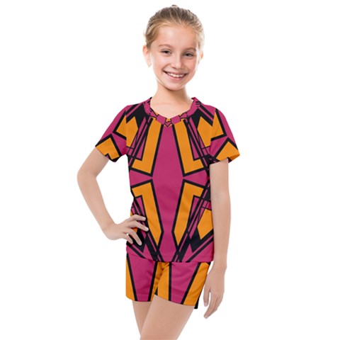 Abstract Geometric Design    Kids  Mesh Tee And Shorts Set by Eskimos