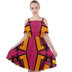 Abstract Geometric Design    Cut Out Shoulders Chiffon Dress by Eskimos