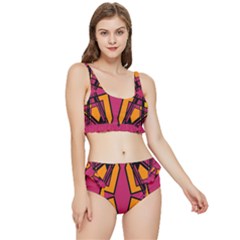 Abstract Geometric Design    Frilly Bikini Set by Eskimos