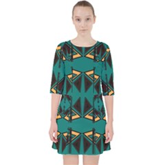 Abstract Geometric Design    Quarter Sleeve Pocket Dress by Eskimos