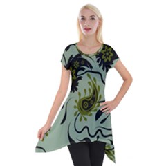 Floral Pattern Paisley Style Paisley Print   Short Sleeve Side Drop Tunic by Eskimos