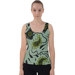 Floral Pattern Paisley Style Paisley Print   Velvet Tank Top by Eskimos