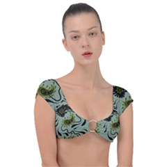 Floral Pattern Paisley Style Paisley Print   Cap Sleeve Ring Bikini Top by Eskimos