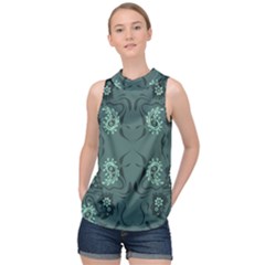 Floral Pattern Paisley Style Paisley Print   High Neck Satin Top by Eskimos