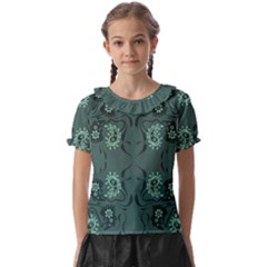 Floral Pattern Paisley Style Paisley Print   Kids  Frill Chiffon Blouse by Eskimos