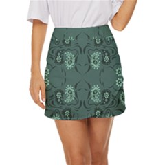 Floral Pattern Paisley Style Paisley Print   Mini Front Wrap Skirt