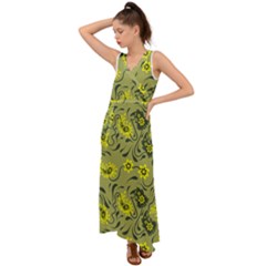 Floral Pattern Paisley Style Paisley Print   V-neck Chiffon Maxi Dress by Eskimos