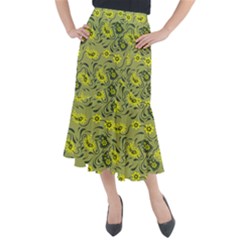 Floral Pattern Paisley Style Paisley Print   Midi Mermaid Skirt by Eskimos