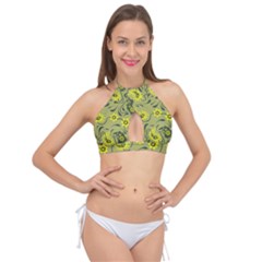 Floral Pattern Paisley Style Paisley Print   Cross Front Halter Bikini Top by Eskimos