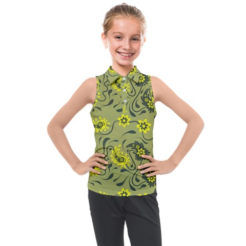 Floral Pattern Paisley Style Paisley Print   Kids  Sleeveless Polo Tee by Eskimos