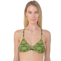 Floral Folk Damask Pattern Fantasy Flowers  Reversible Tri Bikini Top by Eskimos