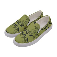 Floral Folk Damask Pattern Fantasy Flowers  Women s Canvas Slip Ons by Eskimos