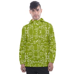 Floral Folk Damask Pattern  Men s Front Pocket Pullover Windbreaker by Eskimos