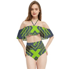 Abstract Geometric Design    Halter Flowy Bikini Set  by Eskimos