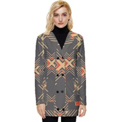 Abstract Geometric Design    Button Up Hooded Coat  by Eskimos