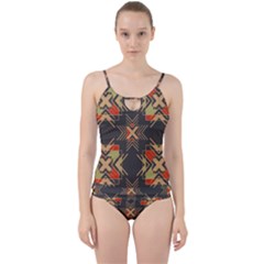 Abstract Geometric Design    Cut Out Top Tankini Set by Eskimos