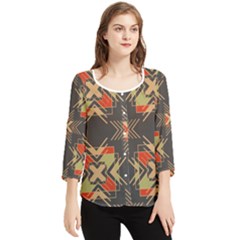 Abstract Geometric Design    Chiffon Quarter Sleeve Blouse by Eskimos